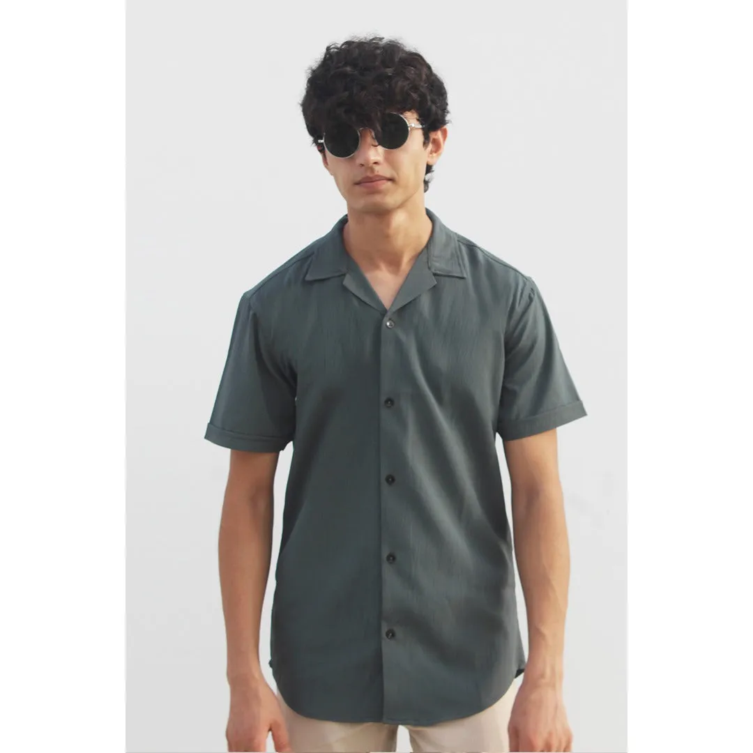 Green Textured Cuban Shirt