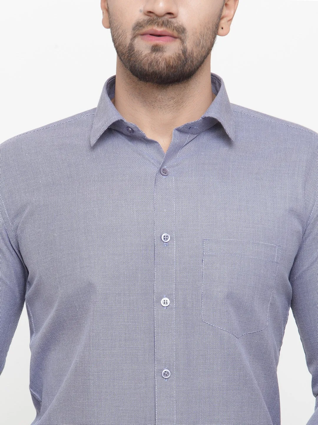 Grey Men'S Cotton Geometric Formal Shirts