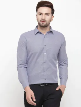 Grey Men'S Cotton Geometric Formal Shirts