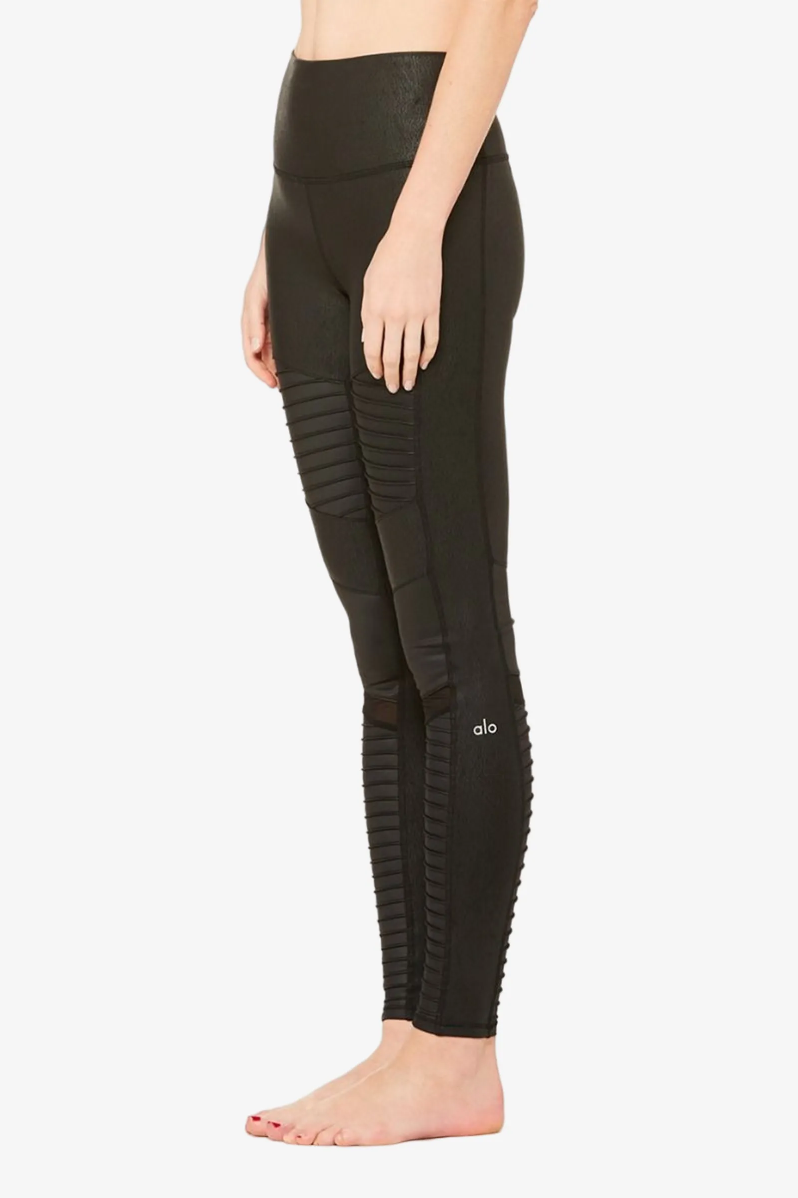 High-Waist Moto Legging - Black Performance Leather/BlkG