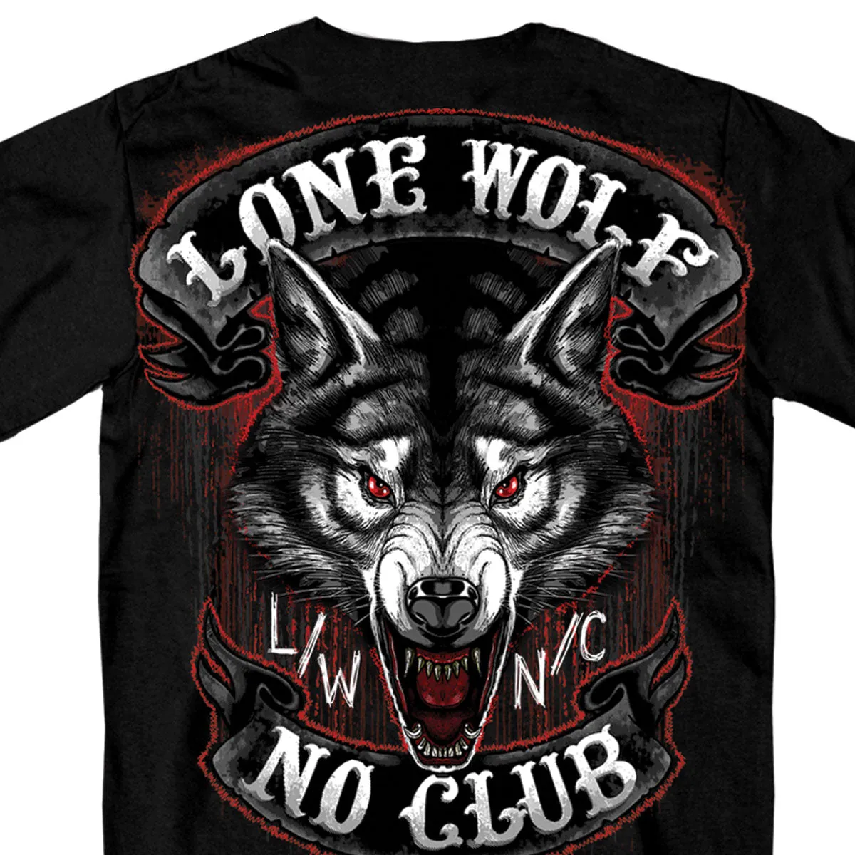 Hot Leathers GMD1343 'Jumbo Lone Wolf, No Club' Black Men's Black T-Shirt