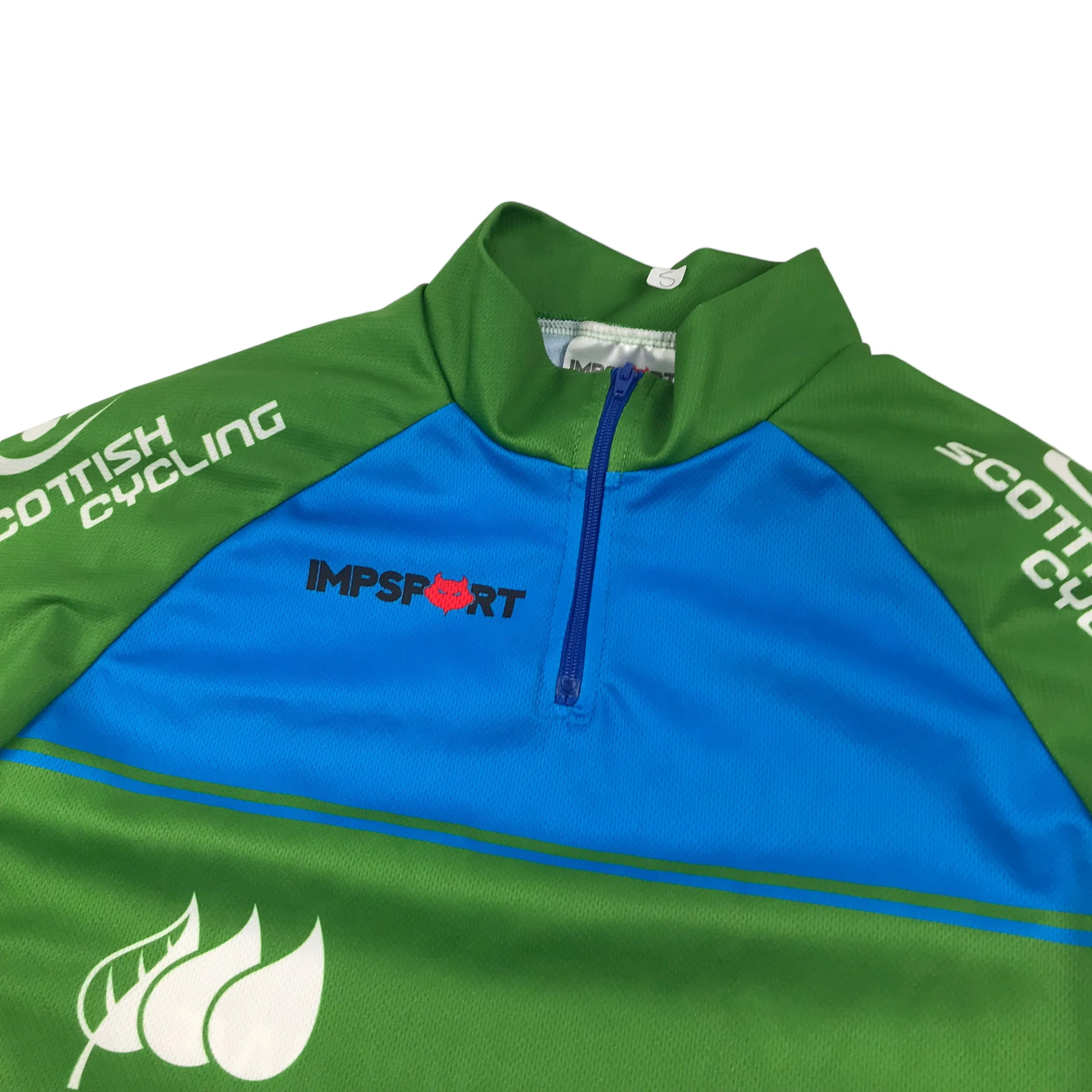 Impsport Green and Blue Short Sleeve Cycling Sports Top Adult Size S