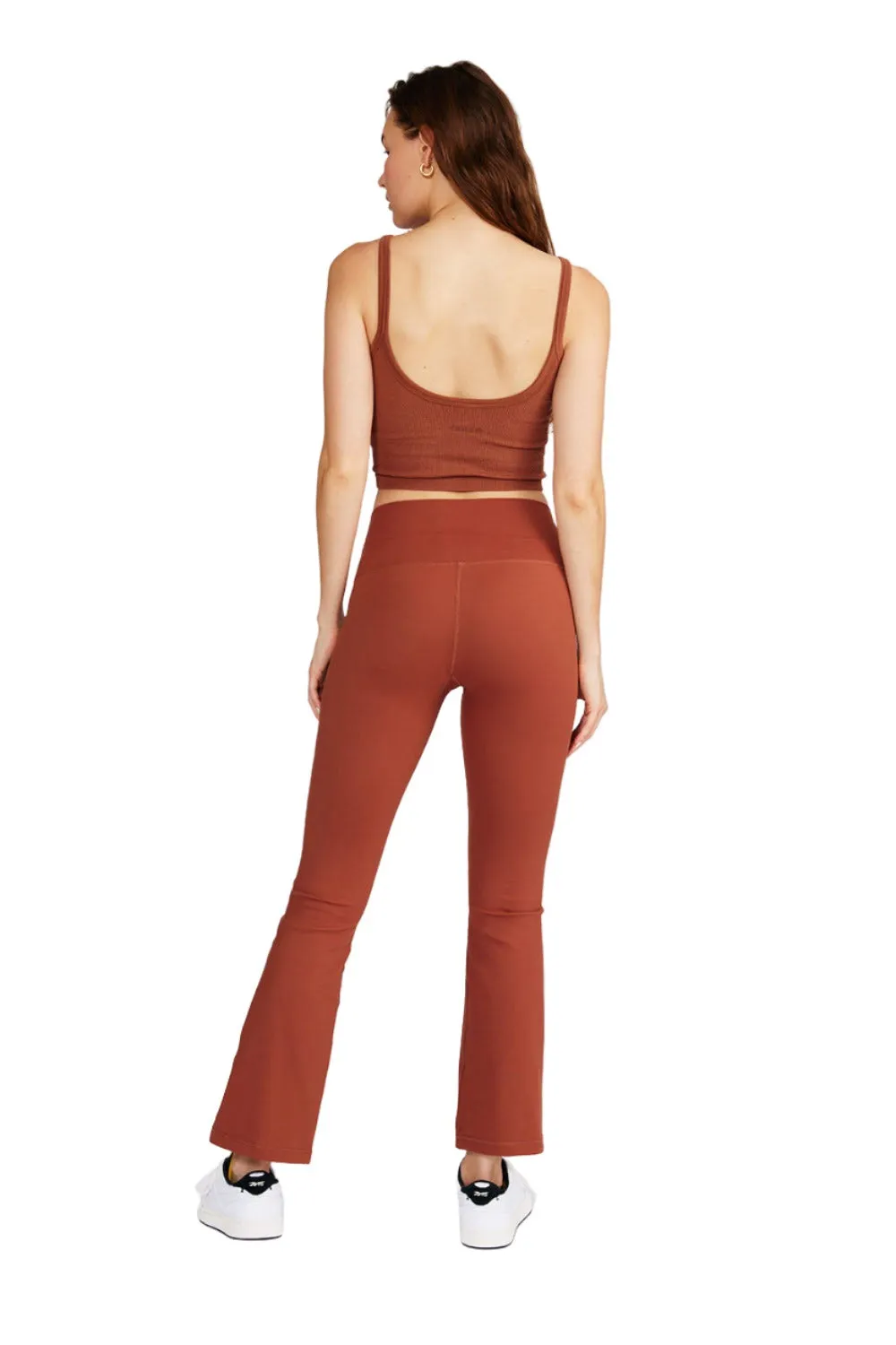 Julia Front-Slit Flare Pants Rust