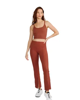 Julia Front-Slit Flare Pants Rust