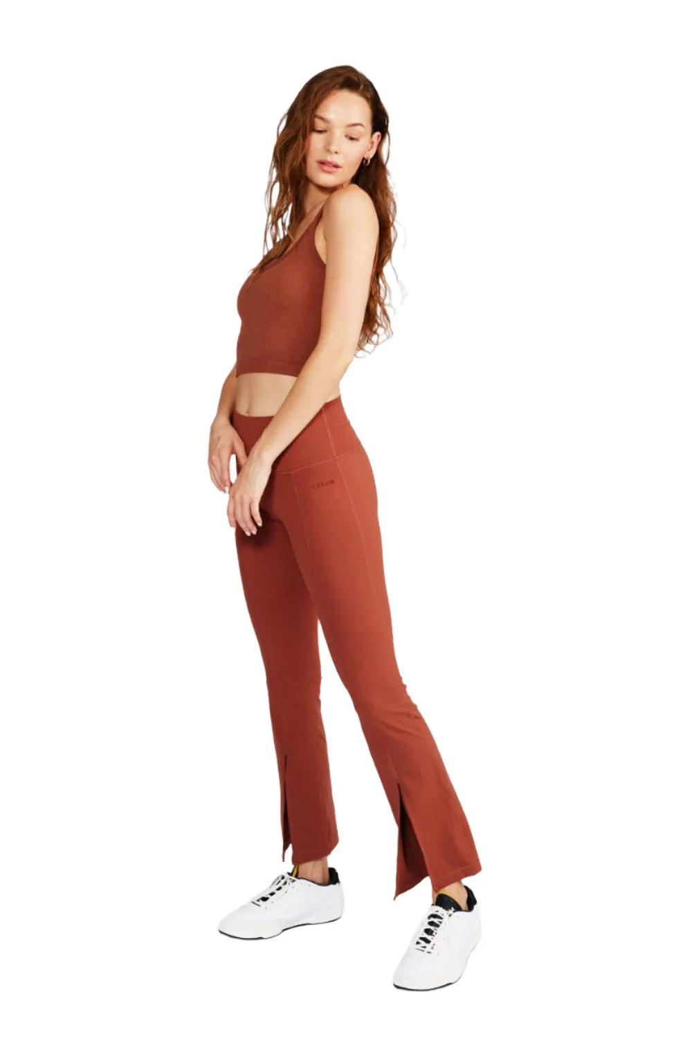 Julia Front-Slit Flare Pants Rust