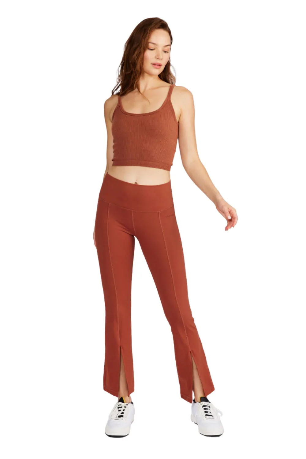 Julia Front-Slit Flare Pants Rust