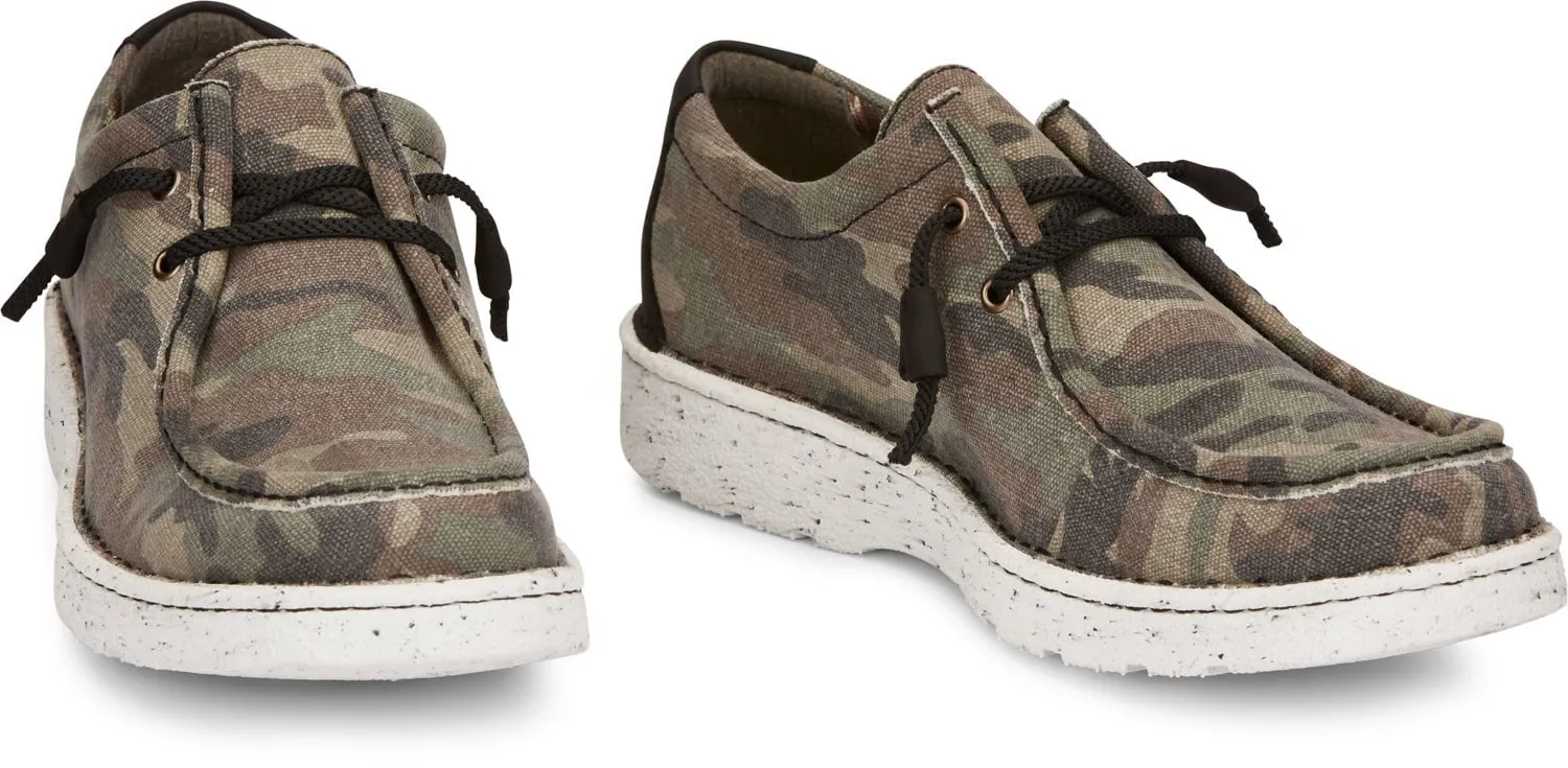 Justin Oxfords Womens Brown Camo Hazer Canvas Sneaker Shoes