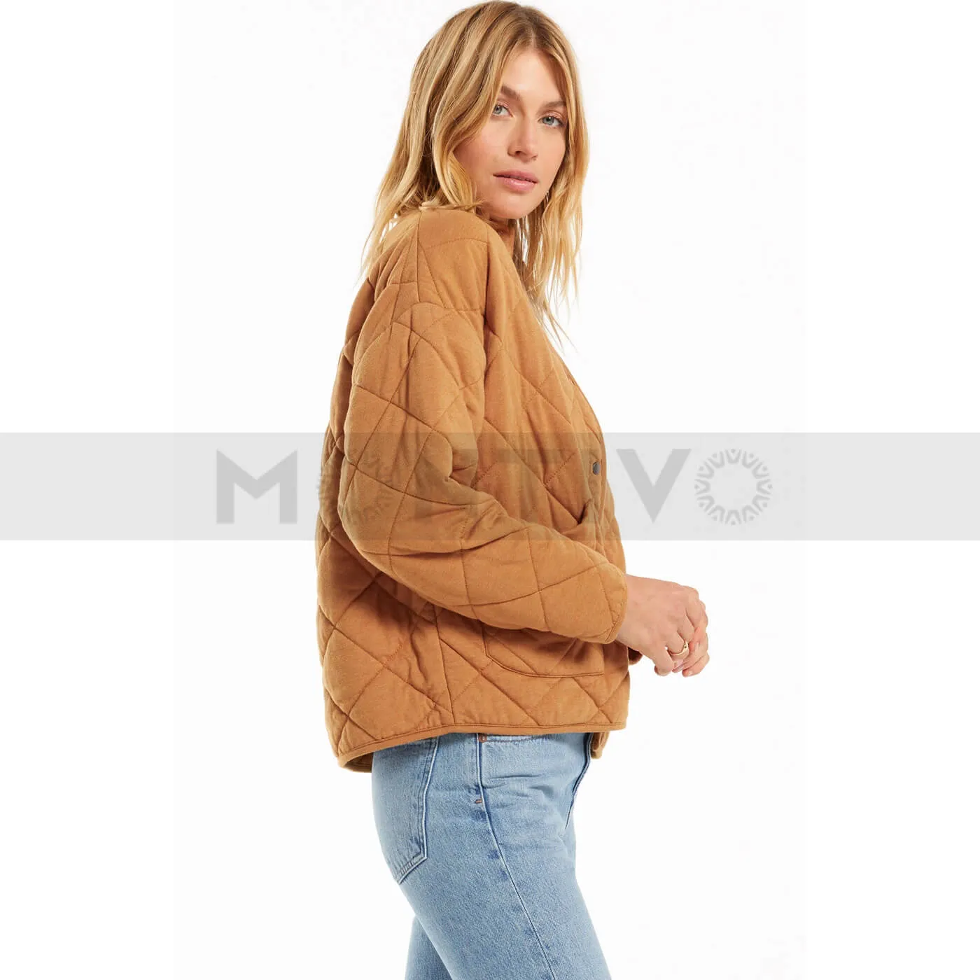 Kensie Camel Quilted Jacket