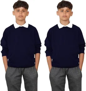 KHIM Terry Cotton Pack of 2 Sweatshirt Lightweight Unisex Knitted Sweater Jumber Full Sleeve Kids Boys Girls Children Top Crew Neck Outdoor Activewear