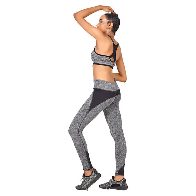 Ladies Leggings Sporting Movement Fold High Waist Fitness Leggings Women Patchwork Workout Pants Gray Leggins Activewear 2042