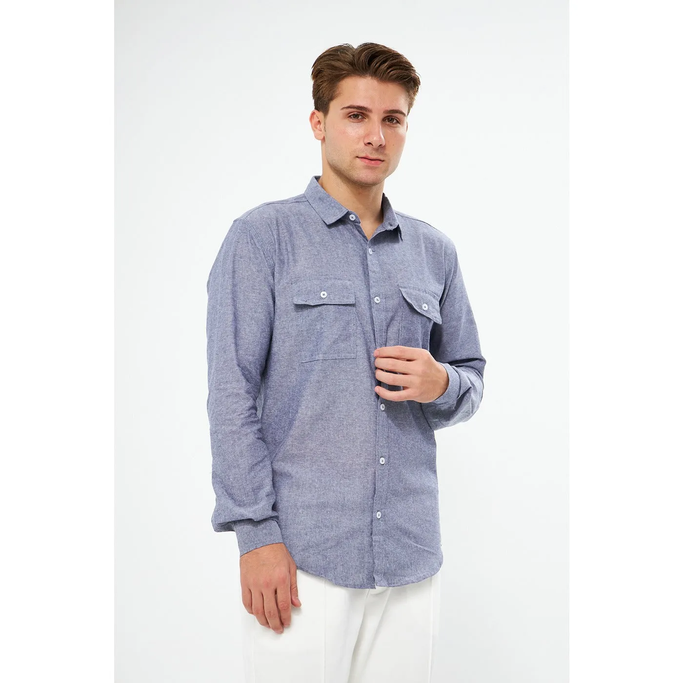 Lavender Blue Double Pocket Shirt