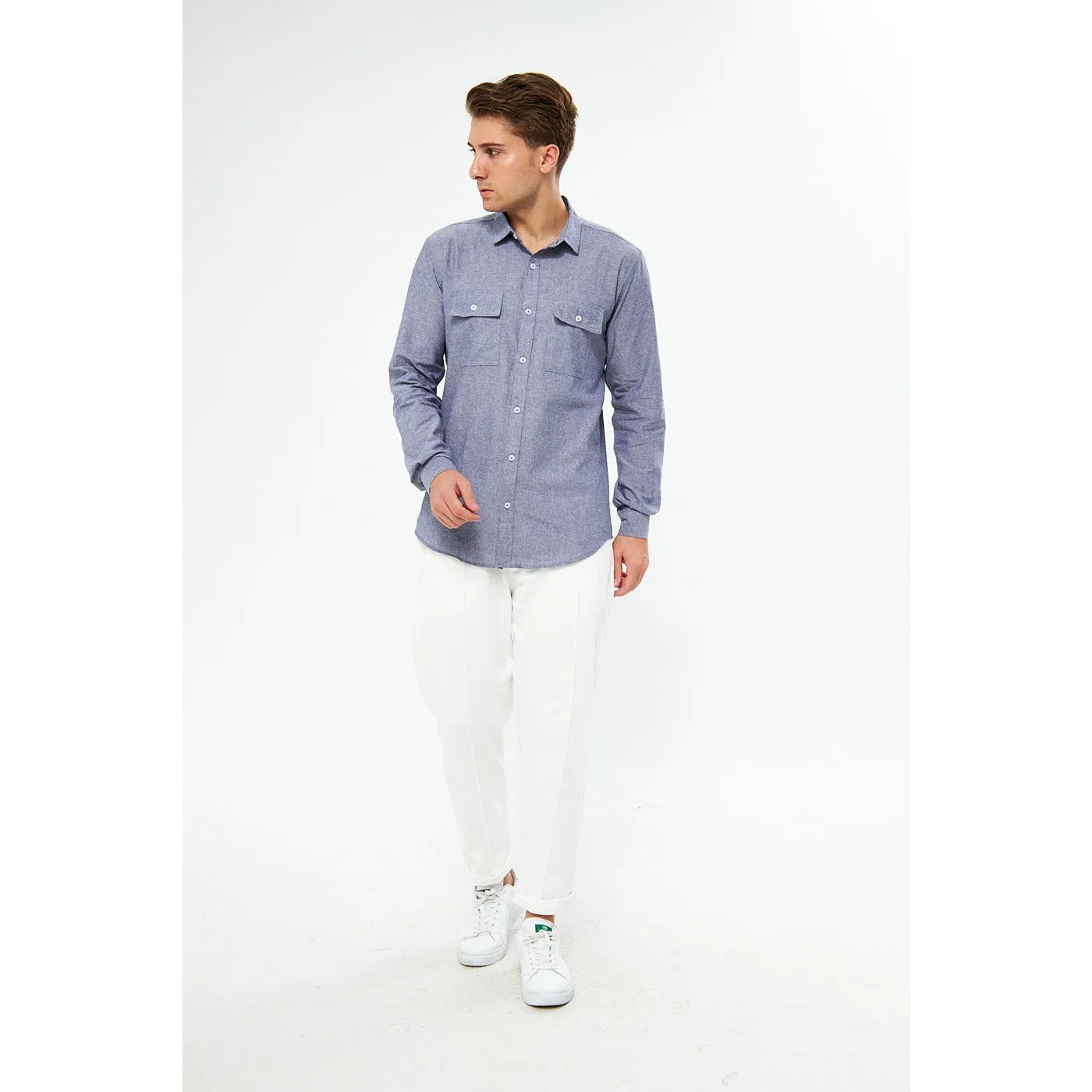 Lavender Blue Double Pocket Shirt