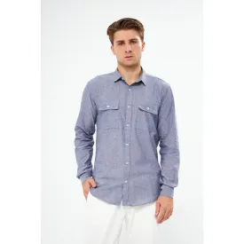 Lavender Blue Double Pocket Shirt