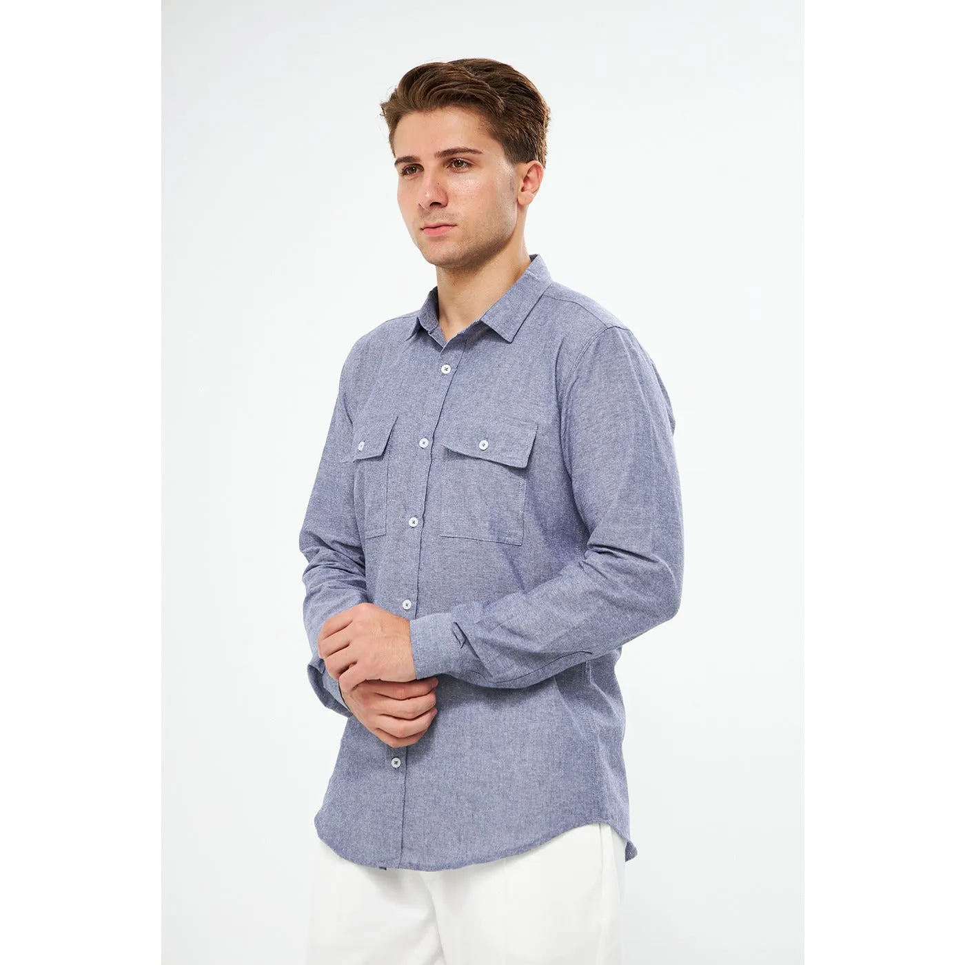 Lavender Blue Double Pocket Shirt