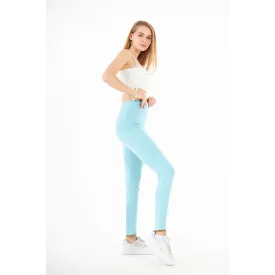 Light Blue Cotton Jersey Leggings