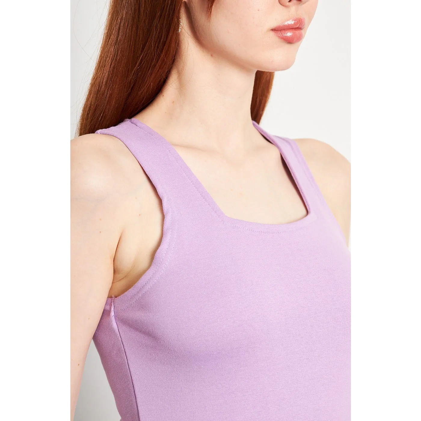 Lilac Square Neck Tank Top