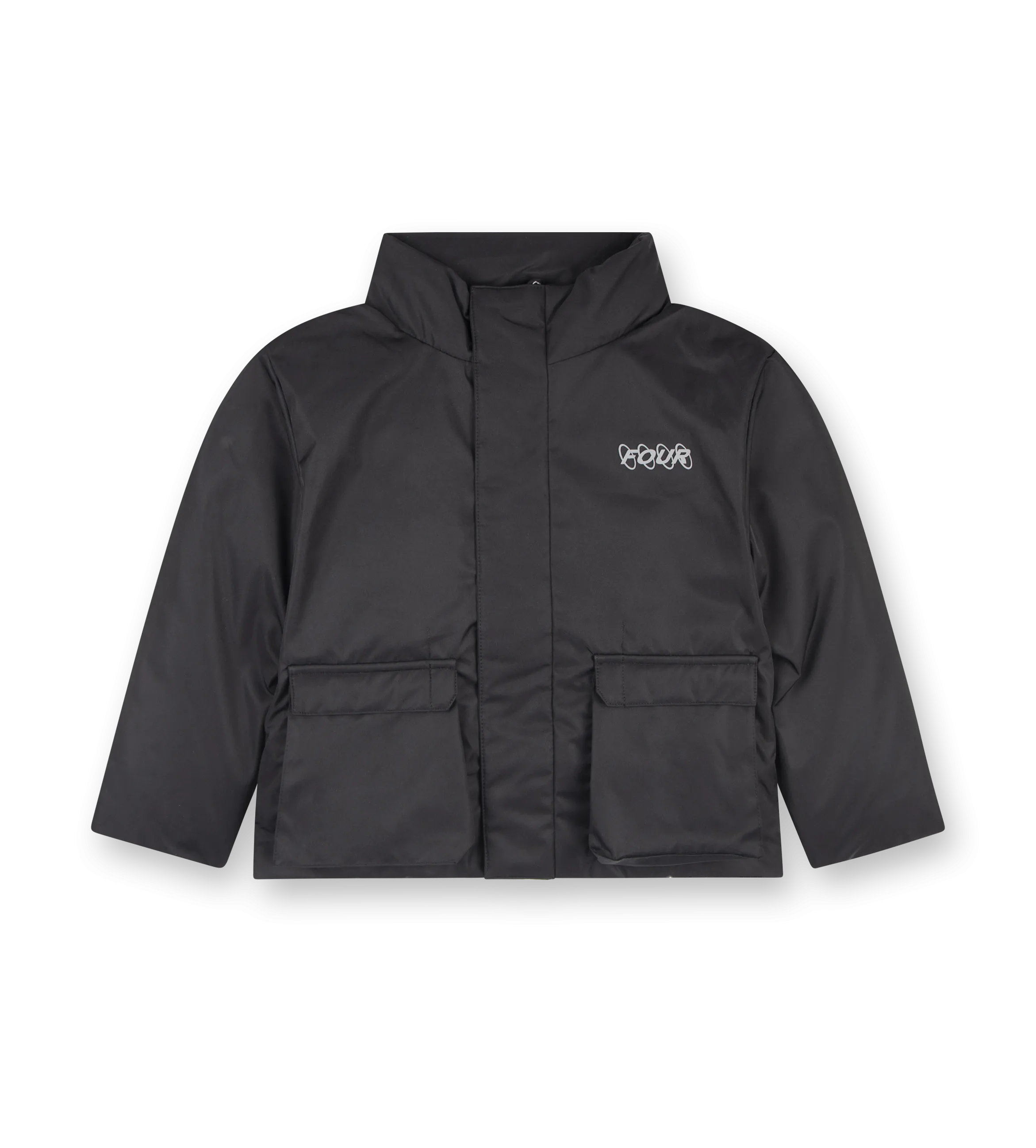 Logo Padded Parka Jacket Black