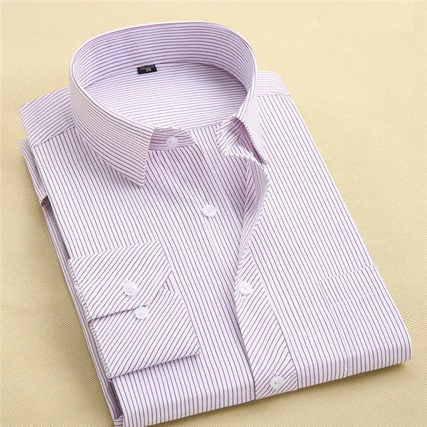 Long Sleeve Shirt Men 2017 Autumn New Fashion Designer High Quality Solid Shirt Non Iron Slim Fit Business Shirts Formal 4XL X00