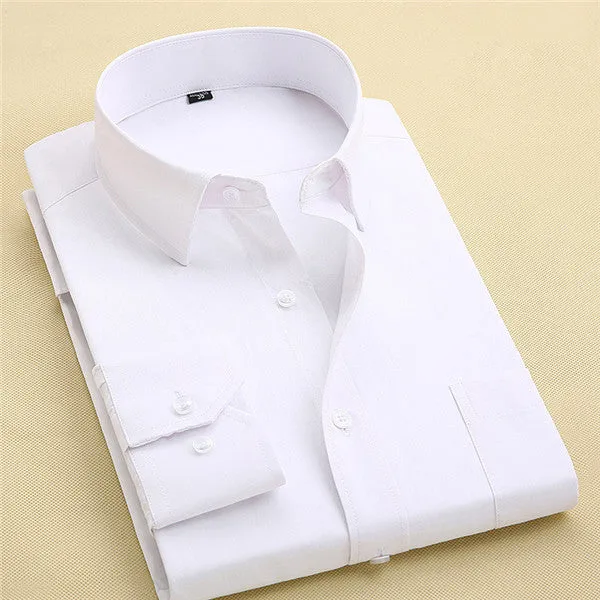 Long Sleeve Shirt Men 2017 Autumn New Fashion Designer High Quality Solid Shirt Non Iron Slim Fit Business Shirts Formal 4XL X00