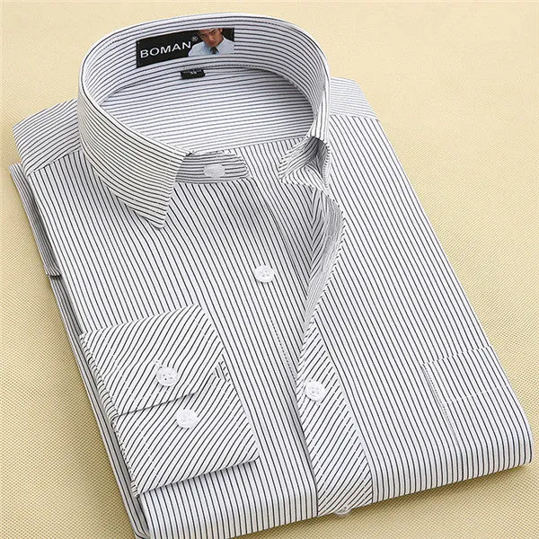 Long Sleeve Shirt Men 2017 Autumn New Fashion Designer High Quality Solid Shirt Non Iron Slim Fit Business Shirts Formal 4XL X00