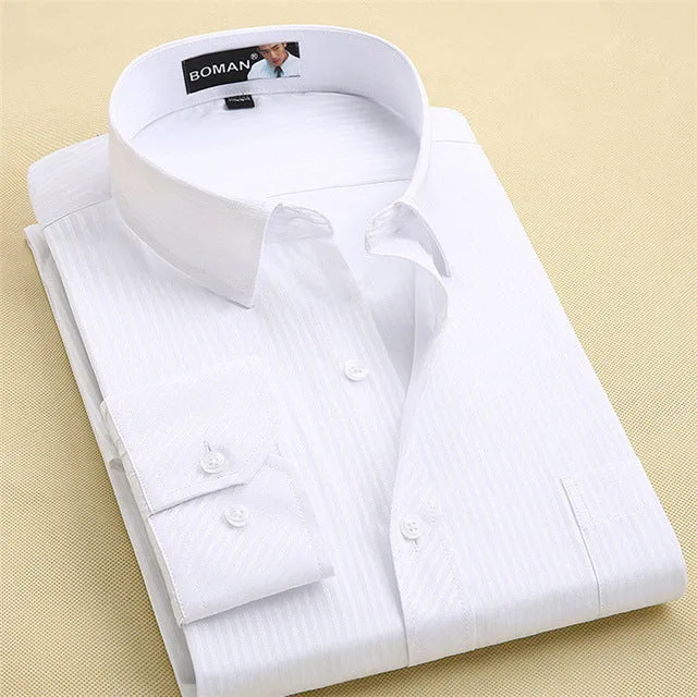 Long Sleeve Shirt Men 2017 Autumn New Fashion Designer High Quality Solid Shirt Non Iron Slim Fit Business Shirts Formal 4XL X00