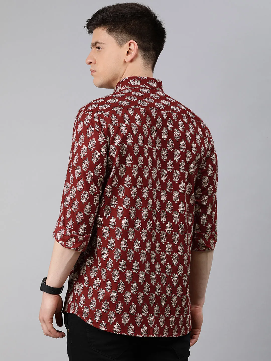 Maroon Cotton Full Sleeves Shirts For Men-Mmf0204