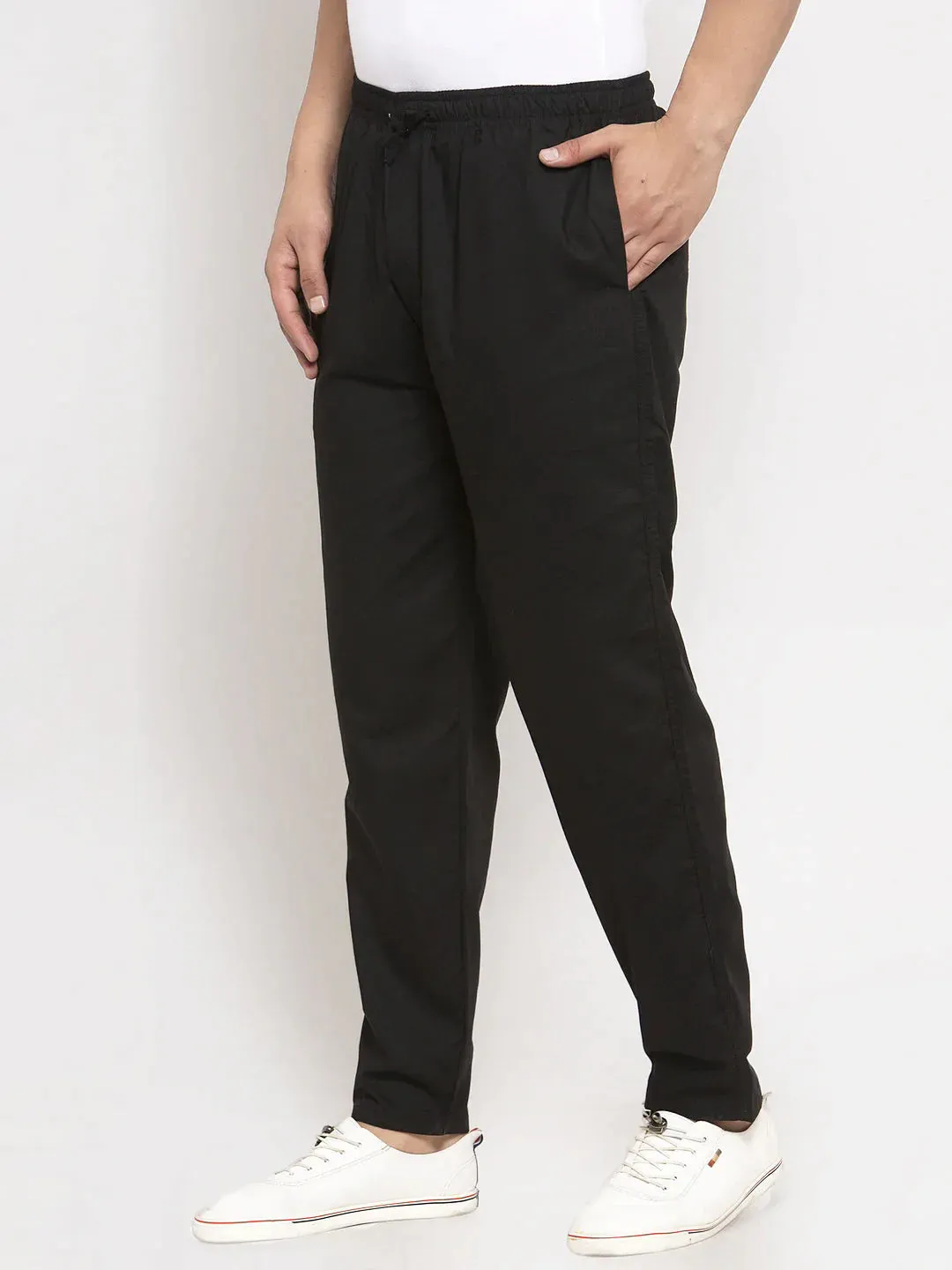 Men Black Solid Track Pants