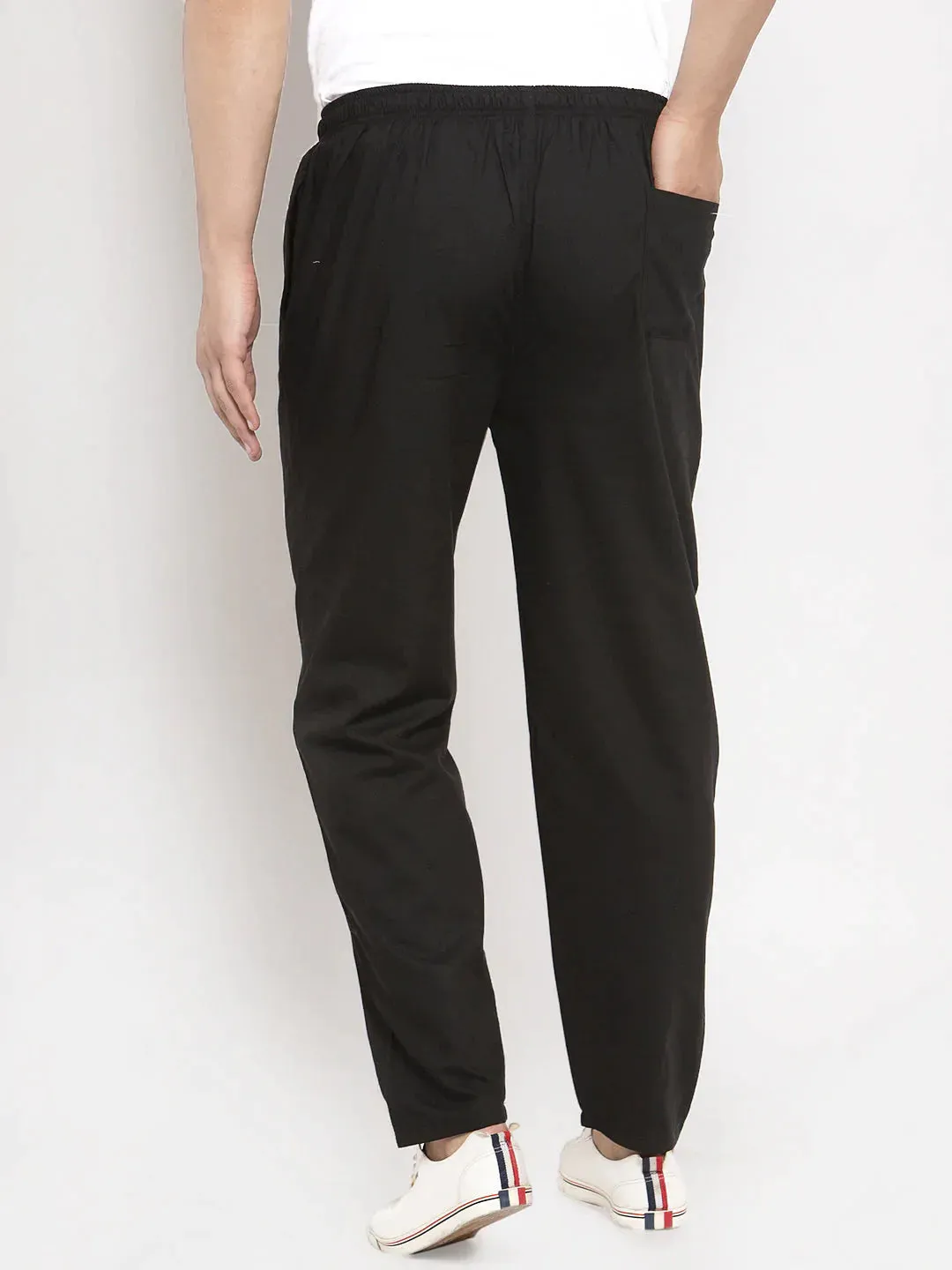 Men Black Solid Track Pants