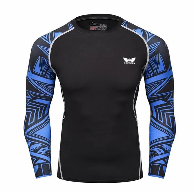 Men Compression Long sleeve Breathable Quick Dry T Shirts Bodybuilding Weight lifting Base Layer Fitness Tight Tops T-shirt