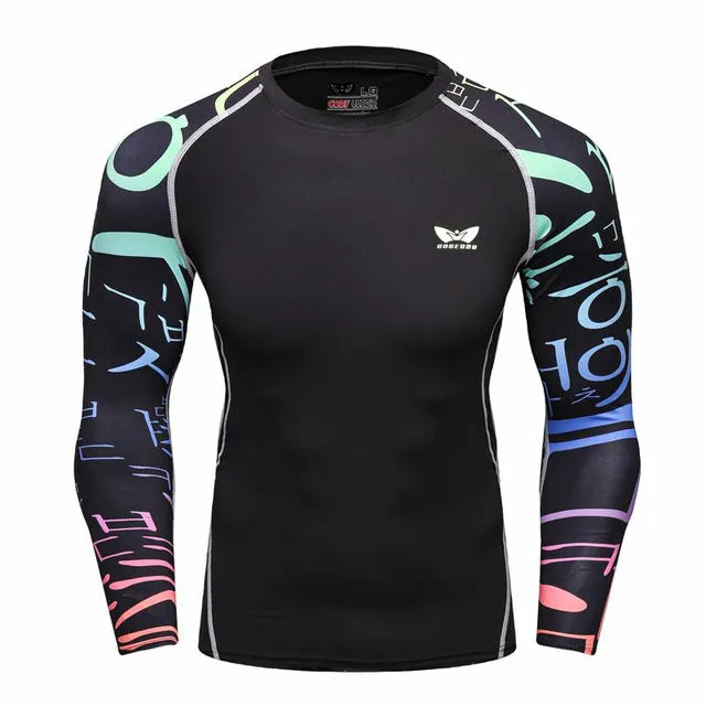 Men Compression Long sleeve Breathable Quick Dry T Shirts Bodybuilding Weight lifting Base Layer Fitness Tight Tops T-shirt