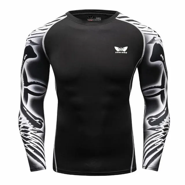 Men Compression Long sleeve Breathable Quick Dry T Shirts Bodybuilding Weight lifting Base Layer Fitness Tight Tops T-shirt