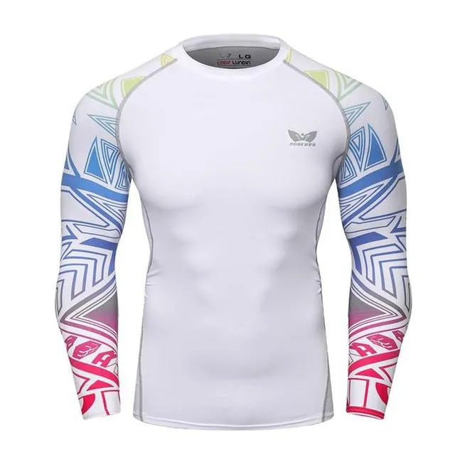 Men Compression Long sleeve Breathable Quick Dry T Shirts Bodybuilding Weight lifting Base Layer Fitness Tight Tops T-shirt