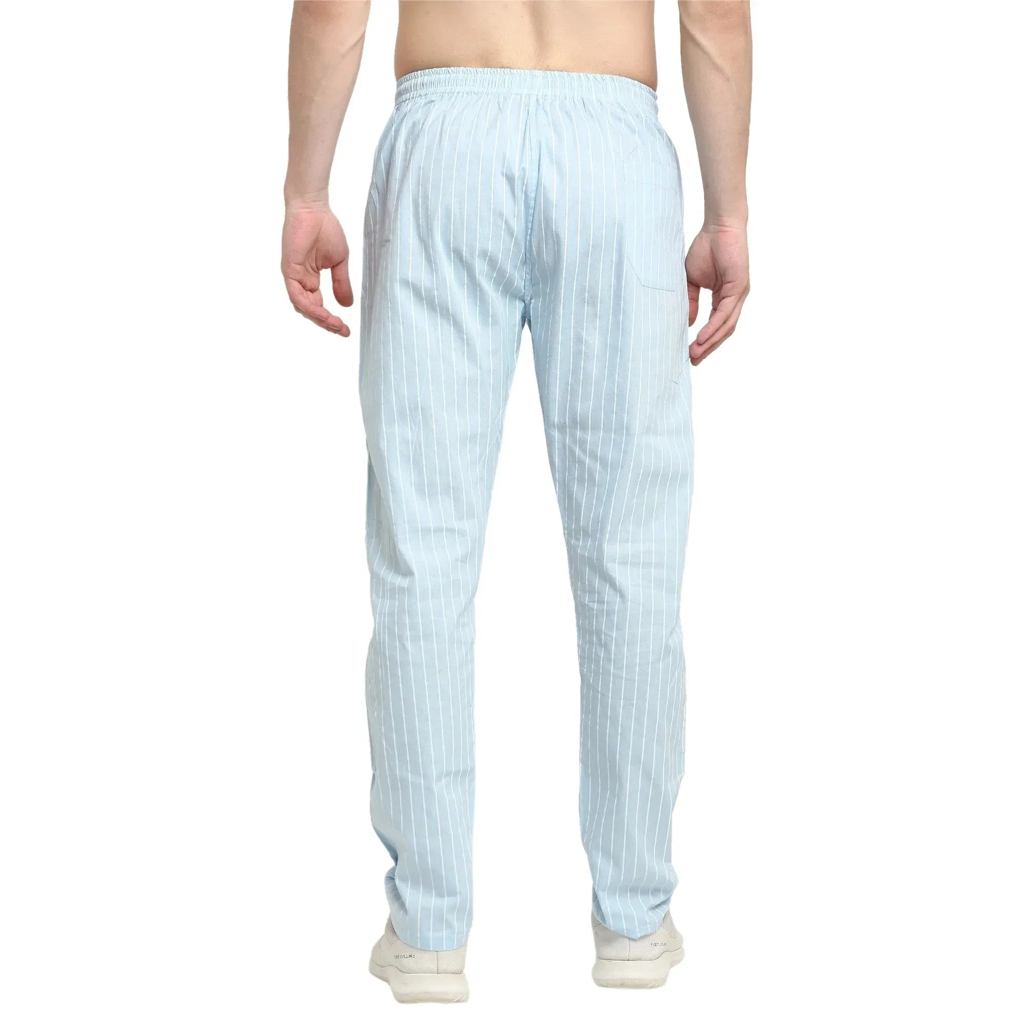 Men'S Blue Cotton Striped Track Pants