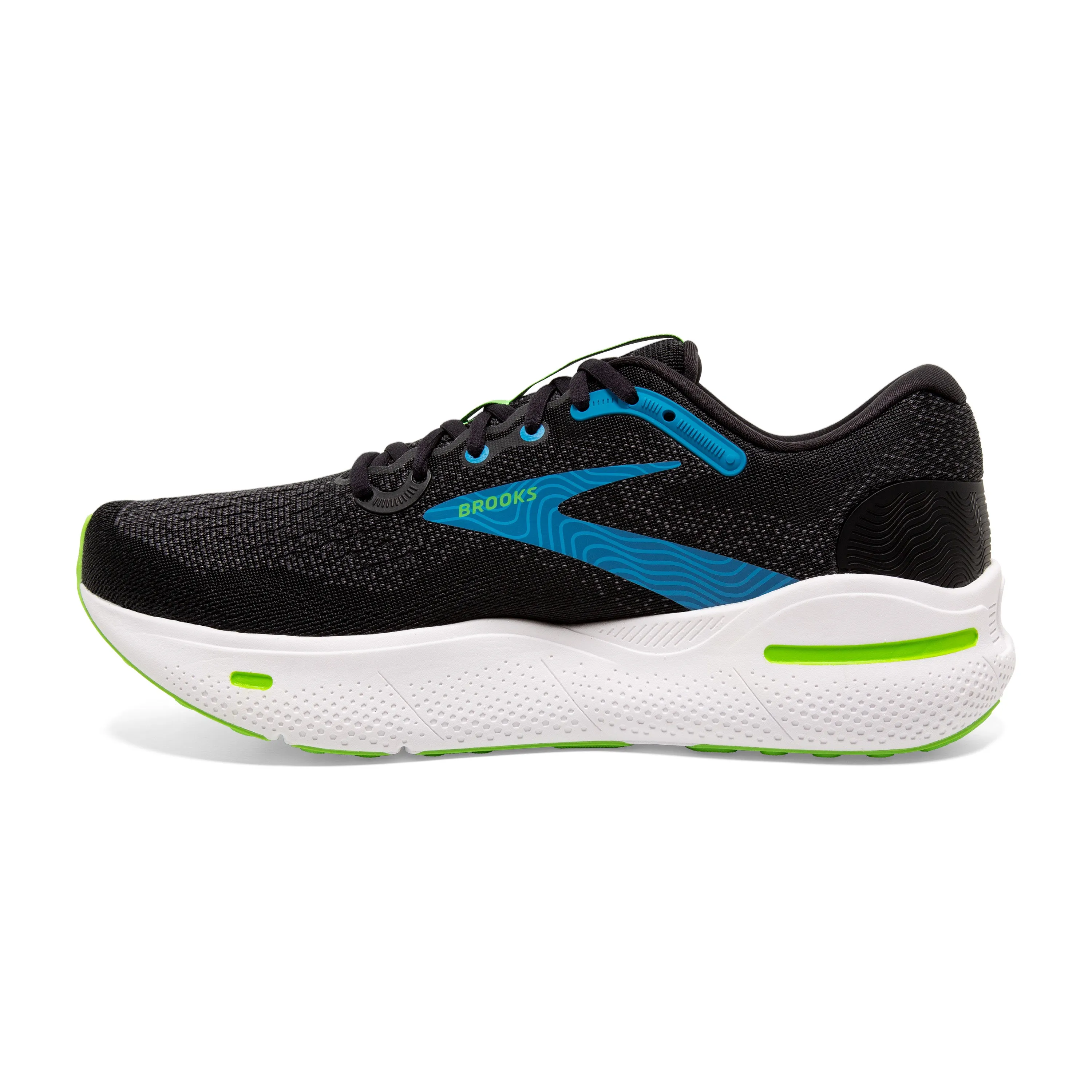 Men's Brooks Ghost Max Color: Black/Atomic Blue/Jasmine (EXTRA WIDE WIDTH)