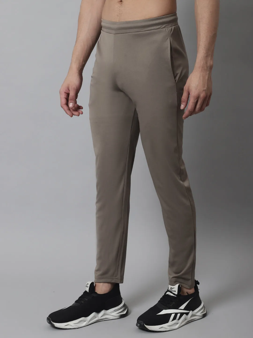 Men'S Brown Solid Streachable Lycra Trackpants