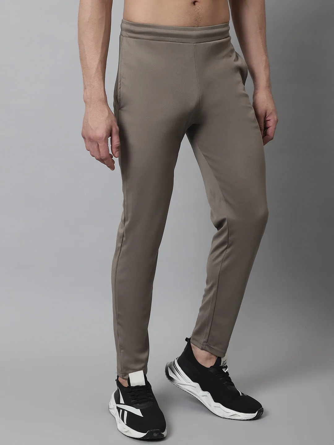 Men'S Brown Solid Streachable Lycra Trackpants