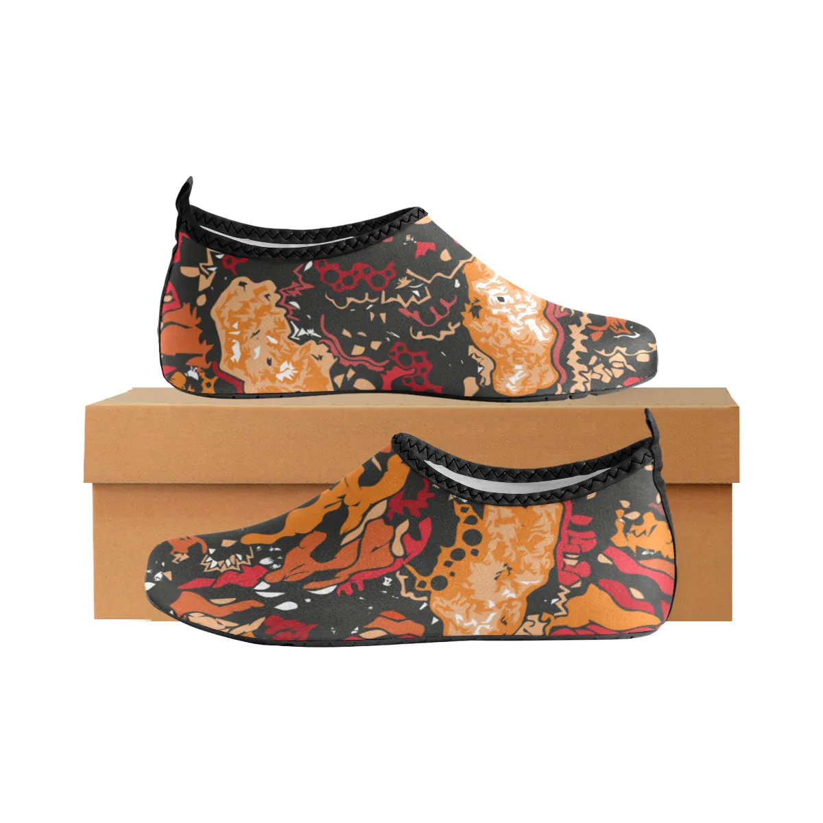 Men's Flames Doodle Print Canvas Barefoot Shoes