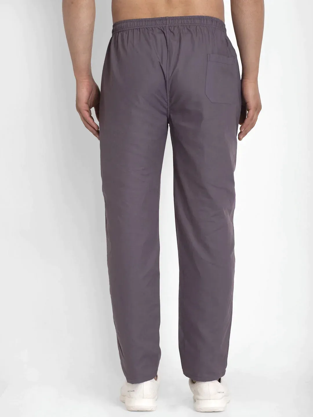 Men'S Grey Solid Cotton Track Pants