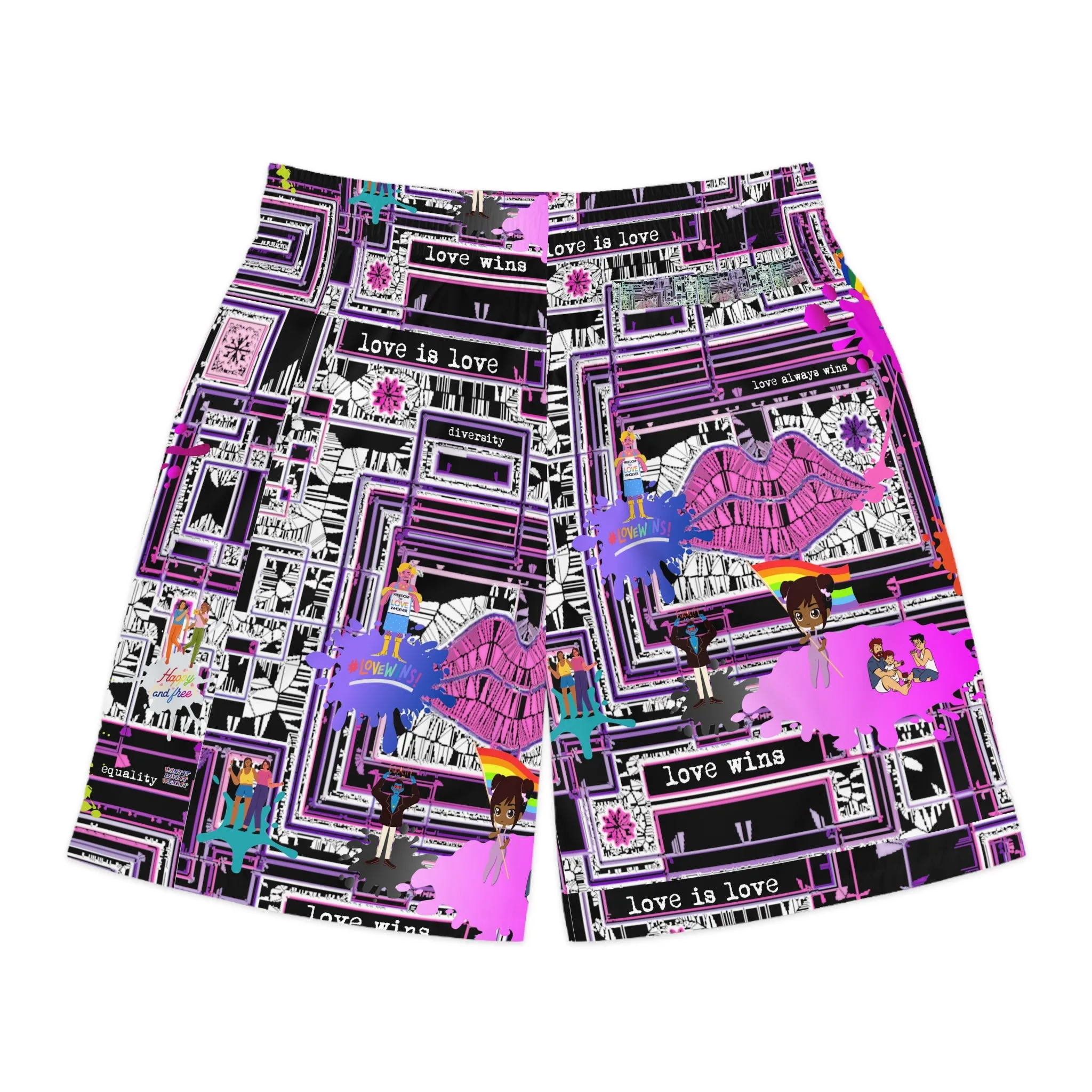 Men's Jogger Shorts (AOP) LOVE WINS IN PINK