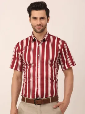 Men'S Lycra Striped Half Sleeve Formal Shirts