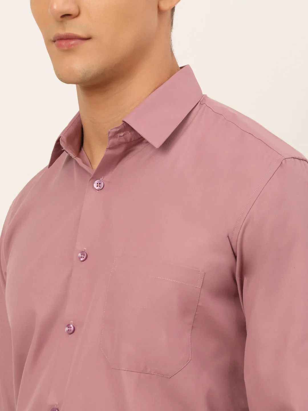 Men'S Magenta Pink Formal Solid Shirts