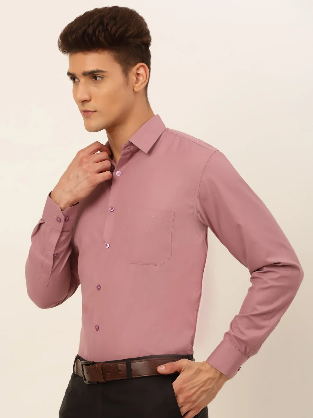 Men'S Magenta Pink Formal Solid Shirts