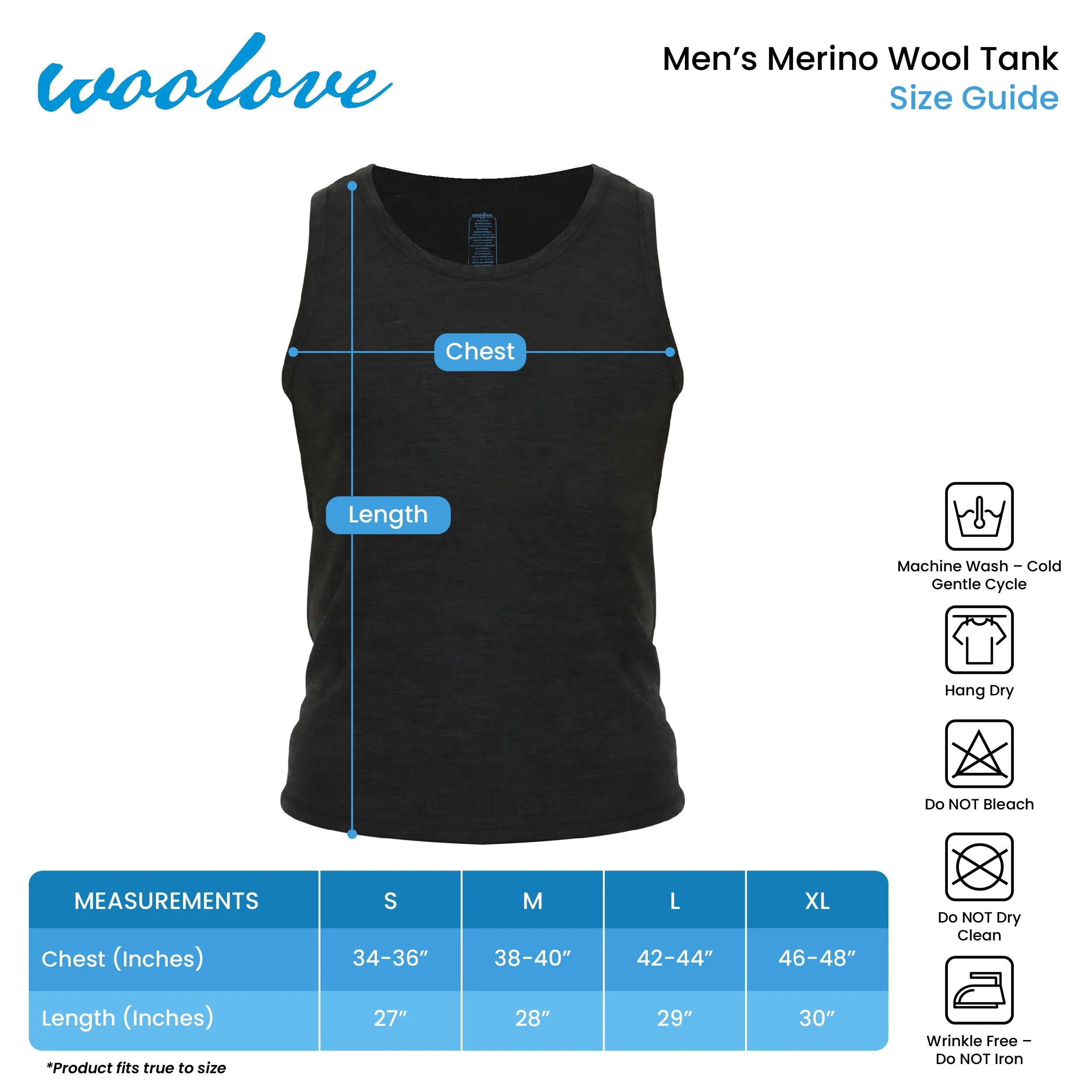 Men's Merino Wool Tank Top with Crew Neck