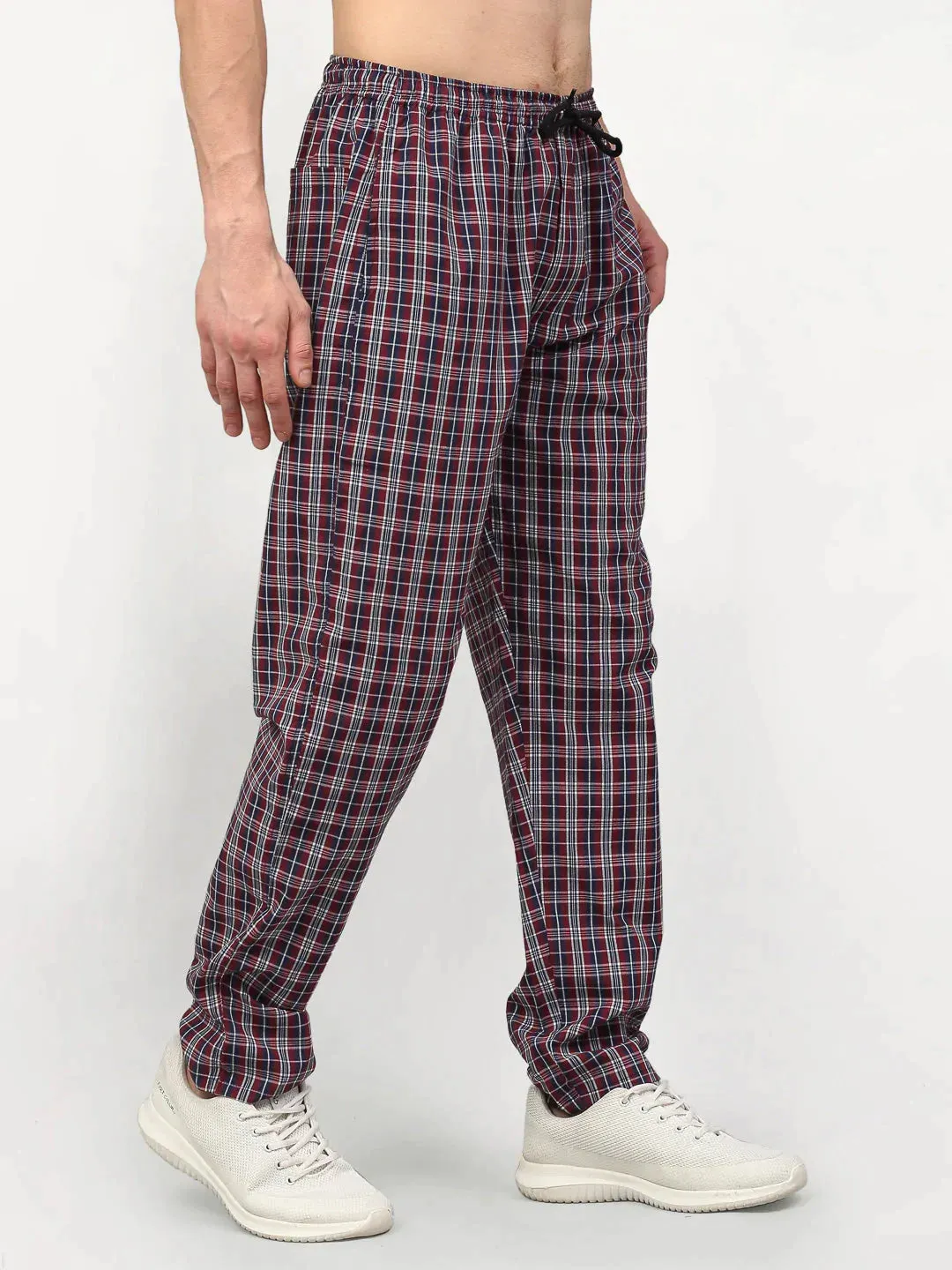 Men'S Multicolor Cotton Checked Track Pants