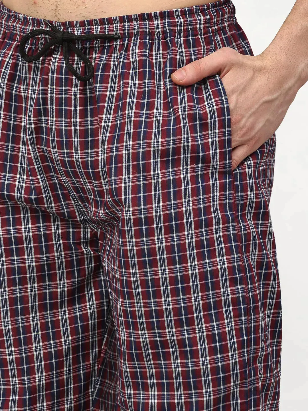 Men'S Multicolor Cotton Checked Track Pants