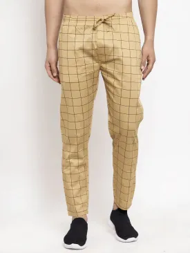 Men'S Rust Checked Cotton Track Pants