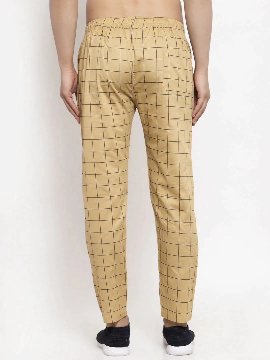 Men'S Rust Checked Cotton Track Pants