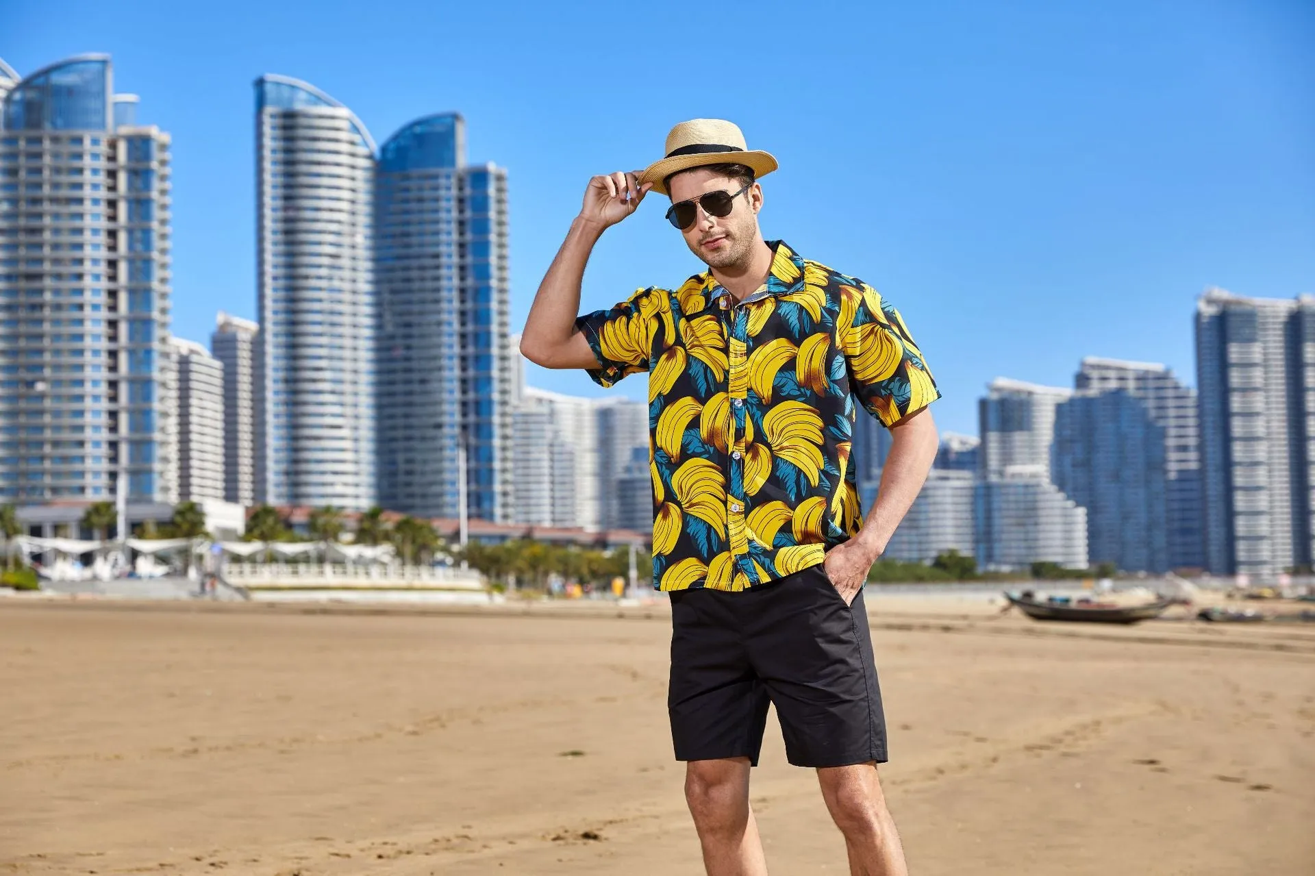 Men's Summer Short Sleeve Hawaiian Floral Printed Beach Shirt Polo Collar Beach Vacation T Shirts for Men Casual T-shirt