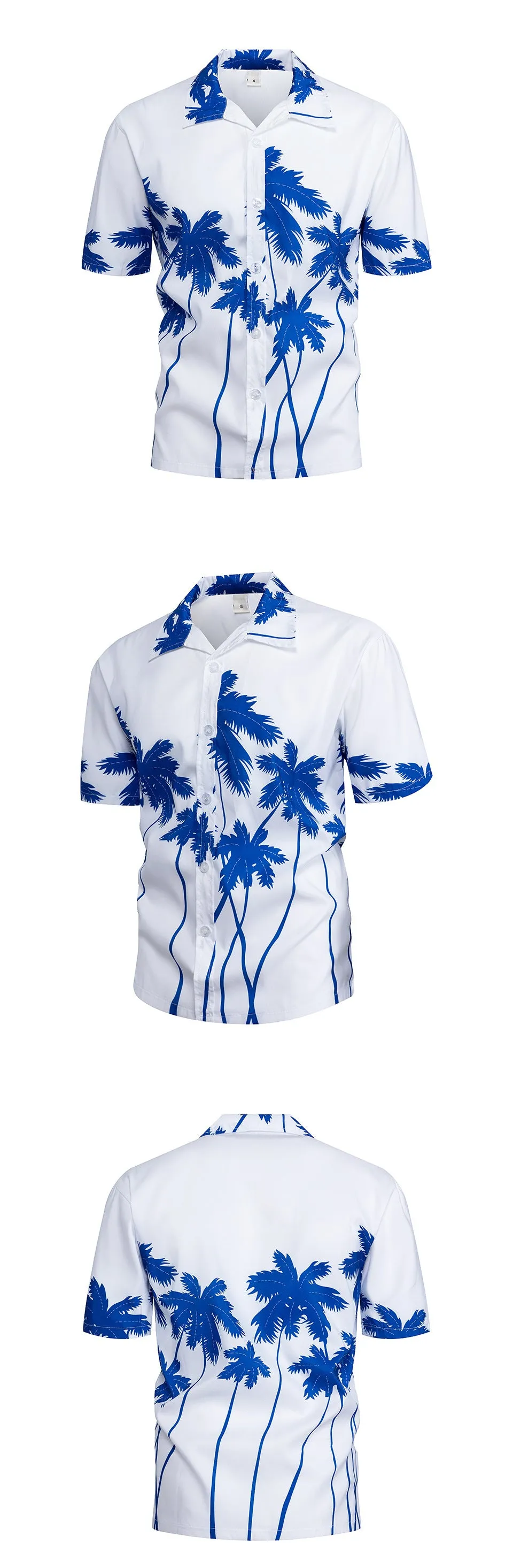 Men's Summer Short Sleeve Hawaiian Floral Printed Beach Shirt Polo Collar Beach Vacation T Shirts for Men Casual T-shirt