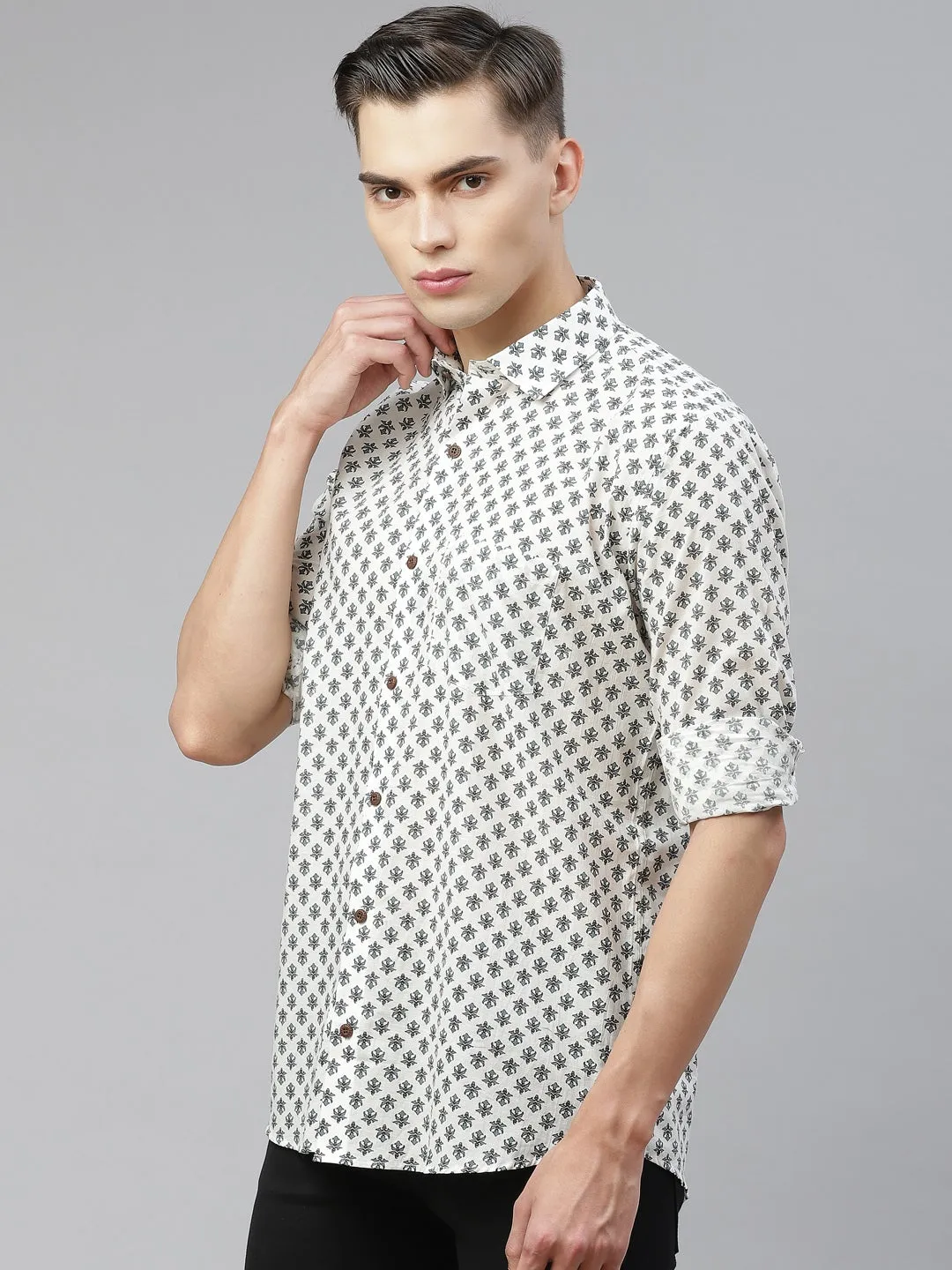 Millennial Men White Cotton Full Sleeves Shirt-Mmf0253